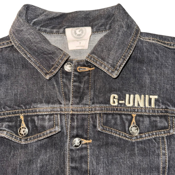 Boys 50 cent G-Unit Denim Jacket Size 7 Black Jean y2k retro - Picture 6 of 10